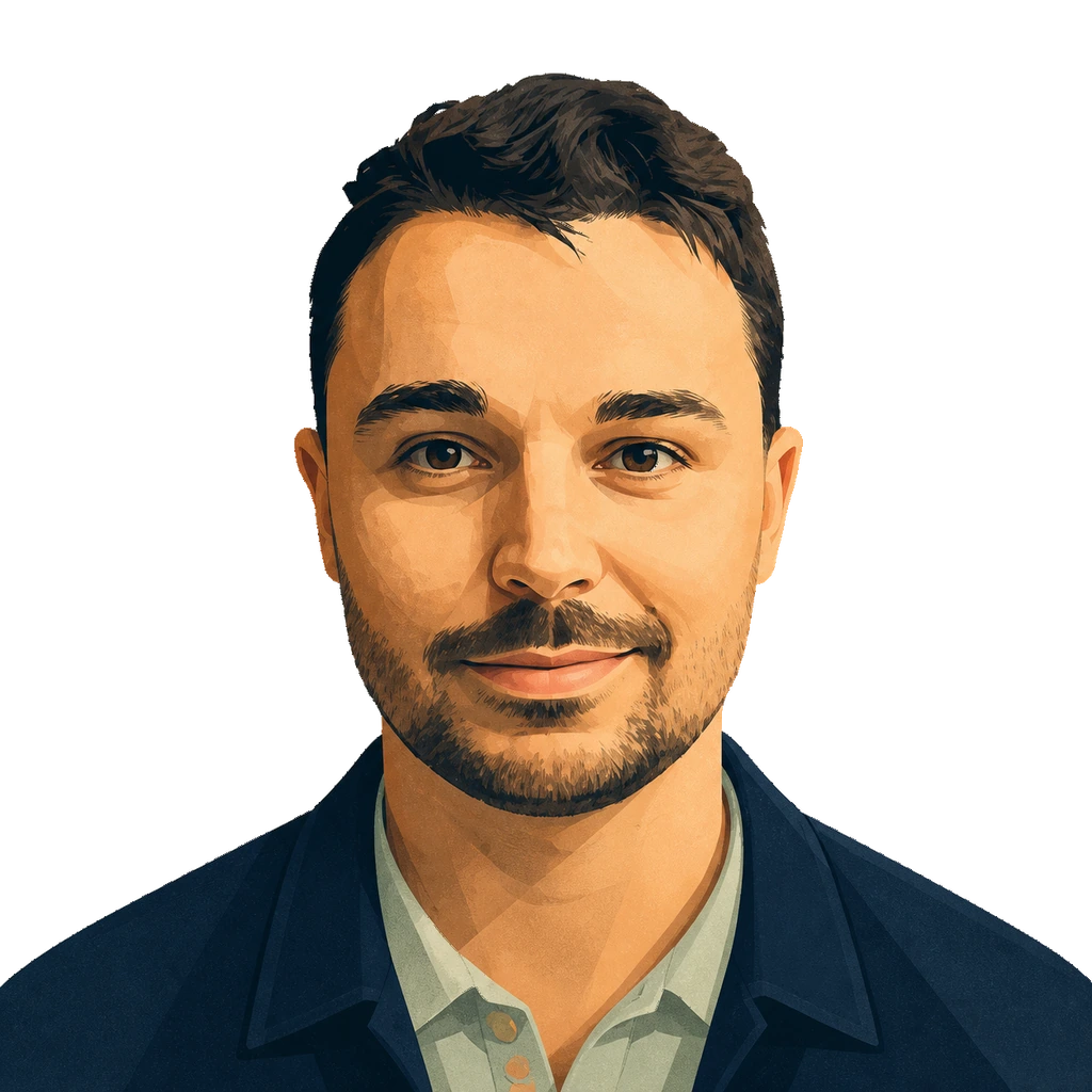 Portrait illustré de Matthieu Saragoza, contrôleur de gestion à Valence